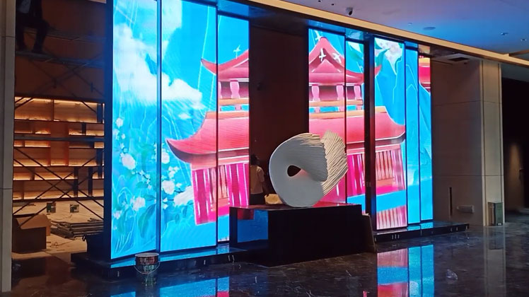 Zhengzhou Royal Hotel P4-8 LED Adhesive Transparent Screen creativity full of technology